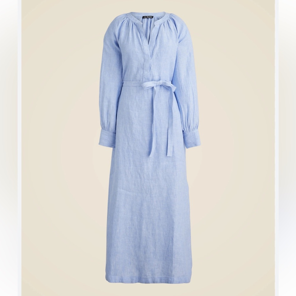 NWT! J.Crew Cabana belted dress in linen. Women’s Small
